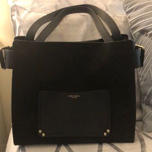 Henri Bendel Black Suede / Leather Tote